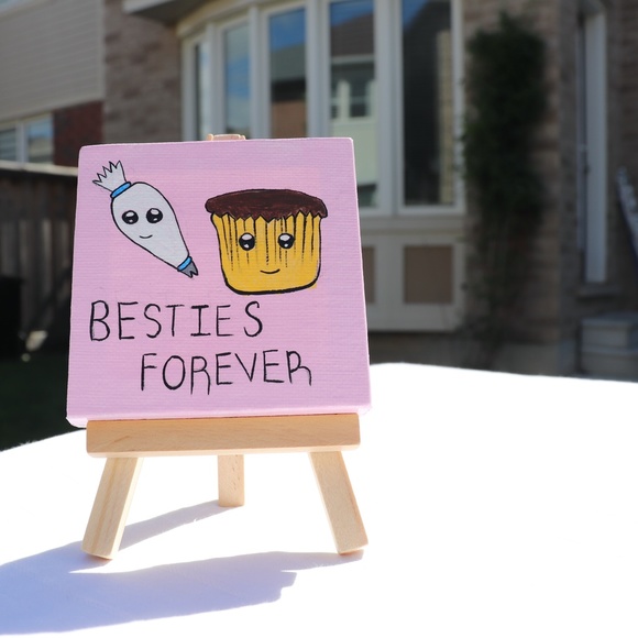 Handmade 3x3inch Mini Canvas, and free wood easel - Picture 2 of 4